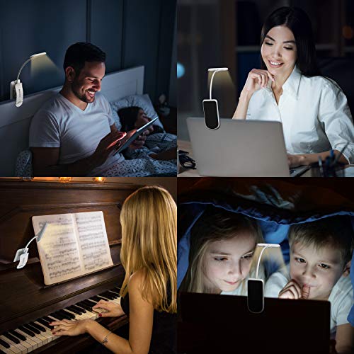 HOTERB - Luz de Lectura con Clip para Libros, 3 Brillos + 3 Colores, 9 Luces LED para Libros, luz para Libros Recargable con Interruptor táctil, luz cálida para Lectura Nocturna en la Cama