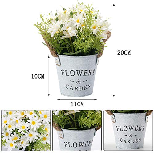 HOTLIKE Flores Artificiales Decoración, 3Pcs Plantas Artificiales de Maceta, Mini Artificiales Plastico Decorativas Plantas Falsas con Macetas para El Hogar Oficina Jardín Cocina Balcón (Estilo 1)