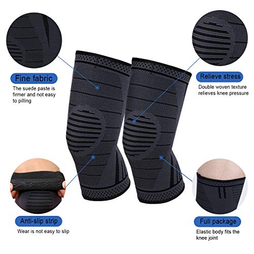 Hotott Profesionales Rodilleras Deportivas Rodillera Ligamentos Deportiva Rodillera de Compresión Elástica para Meniscos Artritis Alivio para el Dolor en Las Articulaciones - para Hombres y Mujeres(L)