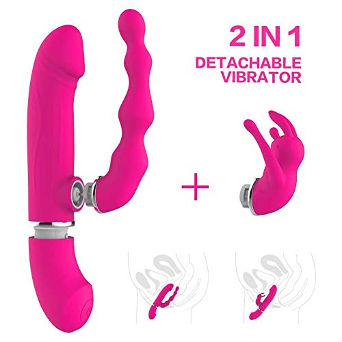 HOTOY Cộnsộladőr Mujer Conějo Cộnsộlådőr Anål 3 en 1, Dőblě Penetracion Pőllås de Silicőnå Grandes para Hombres Prőståtå, Måsturbåciőn Femenina, Mujeres y Pareja séxtøy