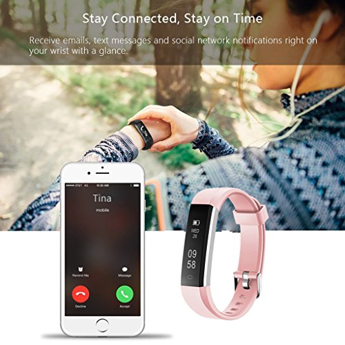 HOTSO Reloj Inteligente, Cómodo Smartwatch Pulsera Deportiva con Pantalla Táctil para Diferente Muñecas Correa Longitud Ajustable IP67 Sumergible - Rosa