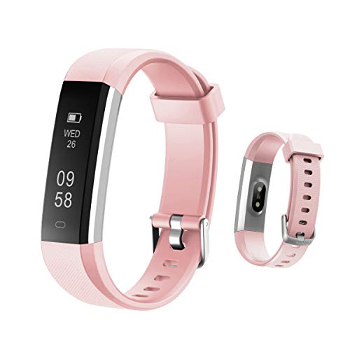 HOTSO Reloj Inteligente, Cómodo Smartwatch Pulsera Deportiva con Pantalla Táctil para Diferente Muñecas Correa Longitud Ajustable IP67 Sumergible - Rosa