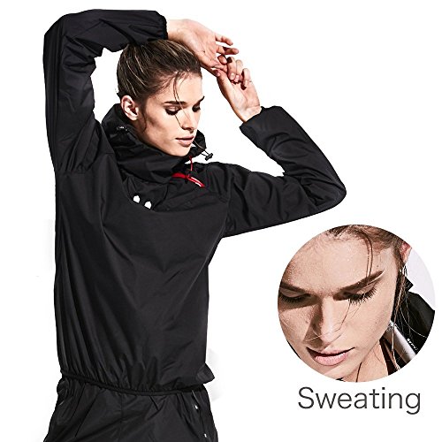 HOTSUIT Trajes de Sudoración Mujer Sauna Traje Pérdida de Peso Gimnasio Entrenamiento Fitness Trajes de Sudor Chaqueta Pantalón, Negro, XL