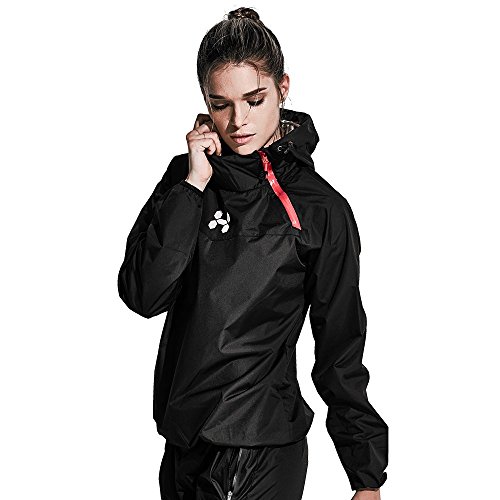 HOTSUIT Trajes de Sudoración Mujer Sauna Traje Pérdida de Peso Gimnasio Entrenamiento Fitness Trajes de Sudor Chaqueta Pantalón, Negro, XL