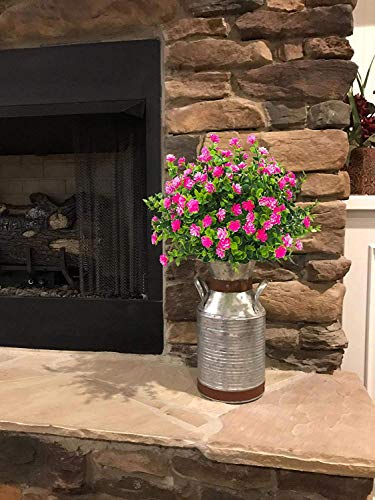 Houda Juego de 4 plantas artificiales, arbustos, ramas de eucalipto con flores moradas de gipsófilas, arbustos de plástico para la casa, oficina, jardín, Patio, decoración interior y exterior