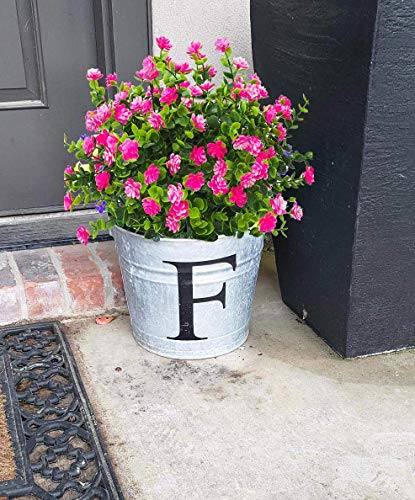 Houda Juego de 4 plantas artificiales, arbustos, ramas de eucalipto con flores moradas de gipsófilas, arbustos de plástico para la casa, oficina, jardín, Patio, decoración interior y exterior