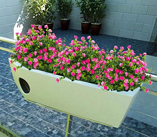 Houda Juego de 4 plantas artificiales, arbustos, ramas de eucalipto con flores moradas de gipsófilas, arbustos de plástico para la casa, oficina, jardín, Patio, decoración interior y exterior