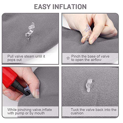 Houdian Cojín Redondo Inflable Almohada Soporte Lumbar con Bomba