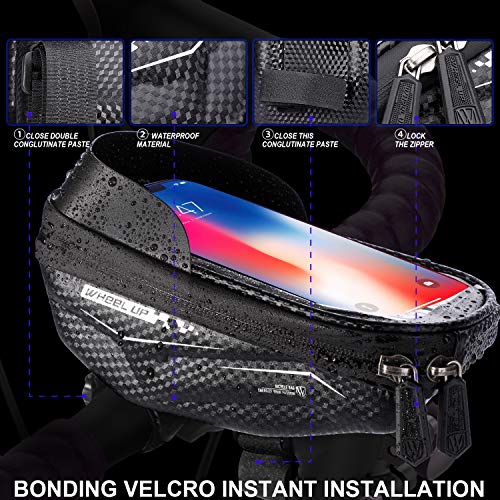 House Day Bolsa Bicicleta Impermeable Teléfono Celular Bicicleta Marco Bolsa Sensible Pantalla Táctil Funda Ciclismo Marco Bolsas Tubo Superior Con Visera Sol se Adapta Al Teléfono Celular Bajo 6.8''
