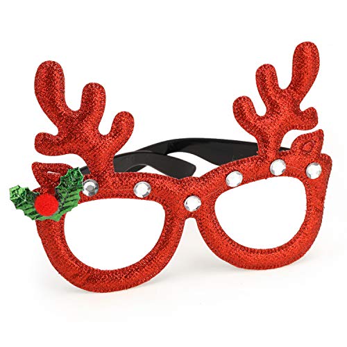 HOWAF 12 Piezas Diadema navideña y Marco de Gafas de Navidad Navidad Banda de Pelo Fiesta Decoración Accesorios Photobooth Disfraz para Niños y Adultos Fiesta de Navidad