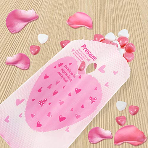 HOWAF 60pcs Pequeño Linda Regalo Fiesta Bolsas de Plástico para Dulces Bueno Caramelos Bodas San Valentín, Amor Corazón Flores Bolsas Idea para Chuches Galletas Niños Cumpleaños Baby Shower Navidad