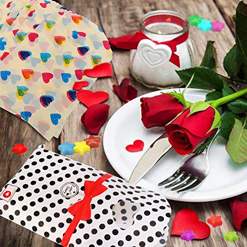 HOWAF 60pcs Pequeño Linda Regalo Fiesta Bolsas de Plástico para Dulces Bueno Caramelos Bodas San Valentín, Amor Corazón Flores Bolsas Idea para Chuches Galletas Niños Cumpleaños Baby Shower Navidad