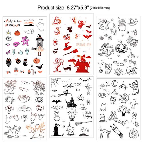 HOWAF Halloween Tatuajes Temporales para Niños (150 pzas), Brillantes en la Oscuridad Día de los Muertos cráneo Tatuajes Pegatinas para Halloween Infantiles Fiesta de cumpleaños Regalo