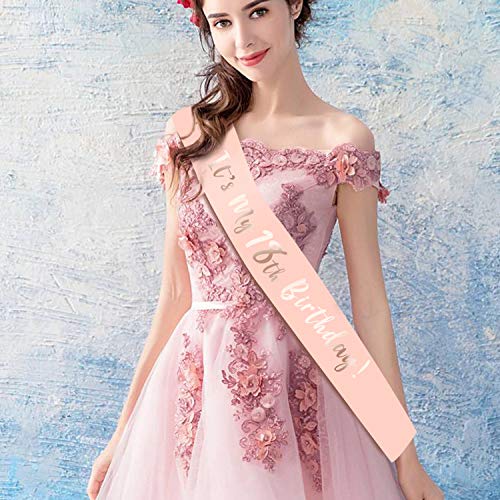 HOWAF Oro Rosa 18 cumpleaños Faja Banda de satén cumpleaños Faja para Niña Mujer 18 Años Niña Mujer Cumpleaños Fiesta de Decoración Accesorios Regalo