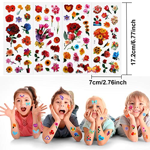HOWAF Pegatinas para niños, 900+ 50 Hojas Diferentes, 3D Pegatinas hinchadas, para Infantil de Fiesta cumpleaños Regalo Niño Niña Gratificantes Scrapbooking, Flor, Mariposa, corazón