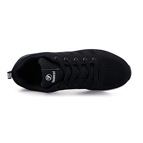 Hoylson Zapatillas de Deportivos para Mujer Running Zapatos Asfalto Ligeras Calzado Aire Libre Sneakers(Negro, EU 38)