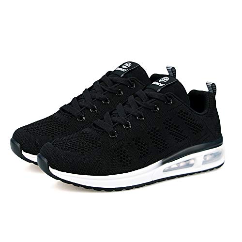 Hoylson Zapatillas de Deportivos para Mujer Running Zapatos Asfalto Ligeras Calzado Aire Libre Sneakers(Negro, EU 38)