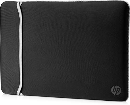 HP Neoprene Reversible Sleeve - Funda para portátil de hasta 35,6 cm, Color Negro y Plata