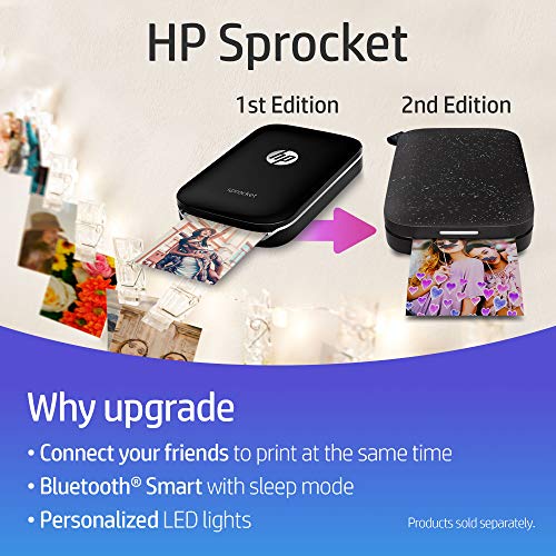 HP Sprocket - Impresora fotográfica portátil (impresión sin Tinta, Bluetooth, 5 x 7.6 cm Impresiones) Color Blanco