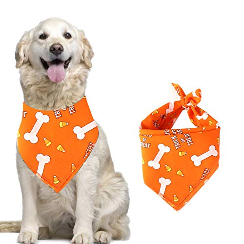 HQdeal Pañuelos para Perros, Bandana Perro de Halloween, Baberos para Perros, Bufanda Triangular, Pañuelo para Perros Gatos Mascotas (Naranja)
