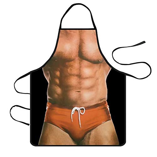 HR-International 2 Piezas Impermeable Sexy Novedad Divertida Unisex Anti-incrustantes Cocina Delantal Cocina Barbacoa Fiesta Delantal Regalo para Mujeres Hombres