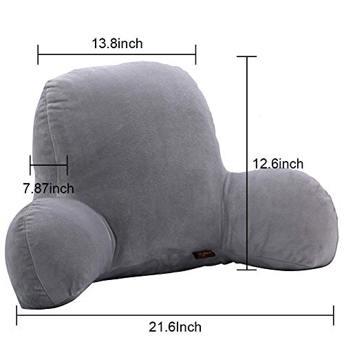 Hrtc Almohada De Lectura Lectura De Cama, Forma De T, Cojín Lumbar, No Se Deforma (Silver)