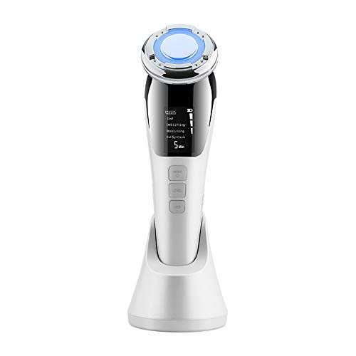 HS1 Cepillo de Limpieza Facial, Multifuncional Instrumento rejuvenecimiento Facial, ultrasónico fría y Caliente Color de luz de Iones de importación y exportación de Instrumentos de Belleza,Blanco