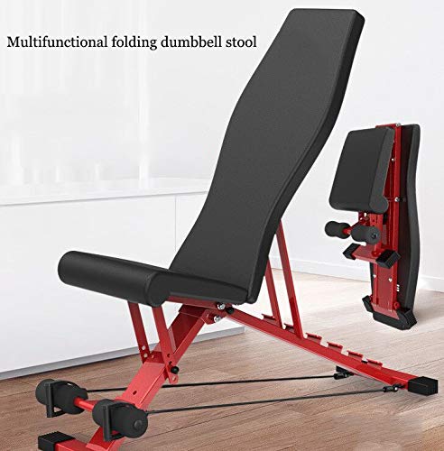 HSBAIS Banco Pesas Asiento Regulable, Plegable Banco de Ejercicio Compacto Banco de Fitness Diseño Antideslizante Banco de Musculación Sistema,Red