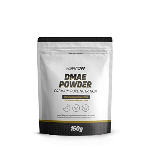 HSN Raw DMAE en polvo Suplemento para Estudiar, Potencia la Capacidad Cognitiva, Concentración, Aprendizaje | Vegano, Sin Gluten, Sin Lactosa, 150gr