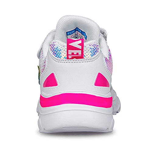 HSNA Zapatillas con Lentejuelas Niña Zapatos de Gimnasia para Caminar Ligero Trainers Kids(a01 Blanco 34 EU)
