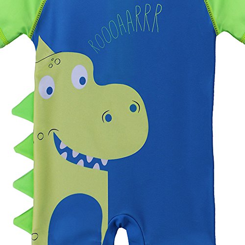 HUAANIUE Traje de baño para niños pequeñas Traje de baño de Manga Corta Traje de baño de una Pieza Zip Rash Guard Protección Solar Traje de baño UPF 50+ Natación Bañarse Ropa de Playa