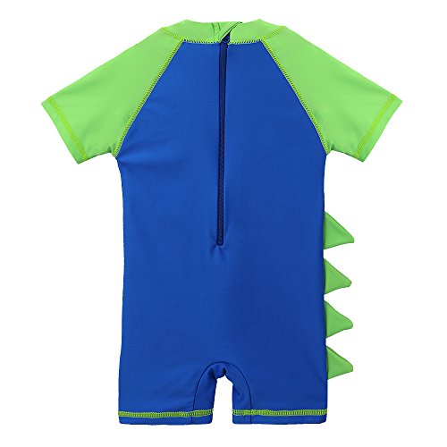 HUAANIUE Traje de baño para niños pequeñas Traje de baño de Manga Corta Traje de baño de una Pieza Zip Rash Guard Protección Solar Traje de baño UPF 50+ Natación Bañarse Ropa de Playa