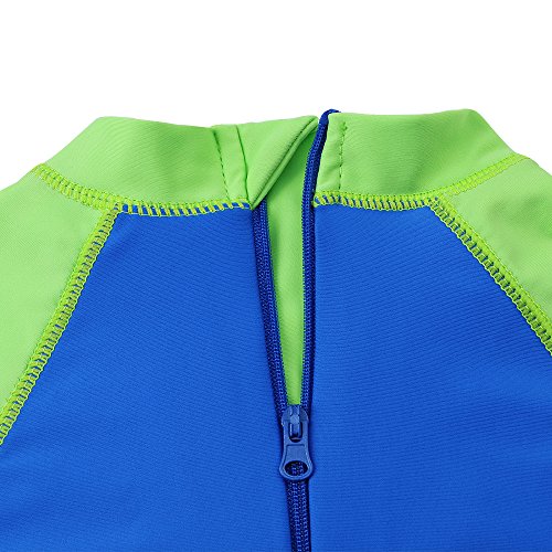 HUAANIUE Traje de baño para niños pequeñas Traje de baño de Manga Corta Traje de baño de una Pieza Zip Rash Guard Protección Solar Traje de baño UPF 50+ Natación Bañarse Ropa de Playa