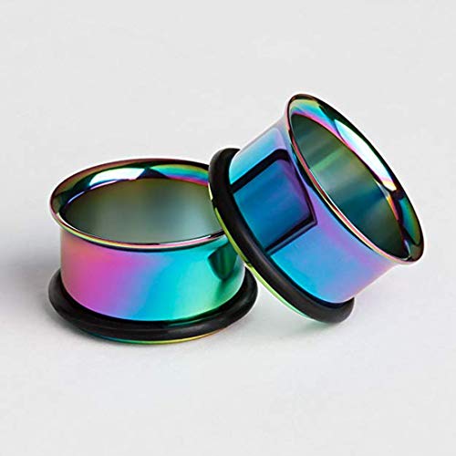 HuaCan 12 Piezas Expansores de Túnel de Oreja Dilatadores Dilatación Ear Plug Piercing Joyas Anillo de silicona de Acero Quirurgico Inoxidable Gauge 6-20 mm