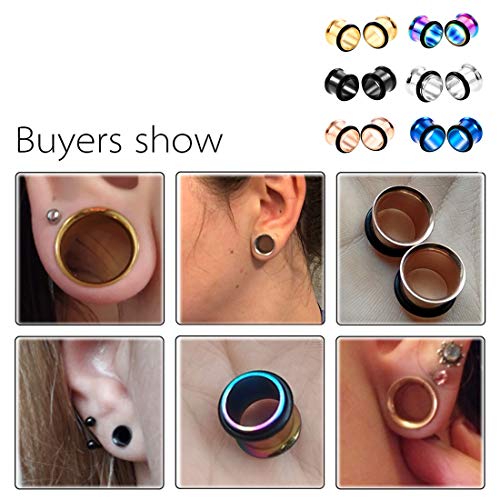 HuaCan 12 Piezas Expansores de Túnel de Oreja Dilatadores Dilatación Ear Plug Piercing Joyas Anillo de silicona de Acero Quirurgico Inoxidable Gauge 6-20 mm