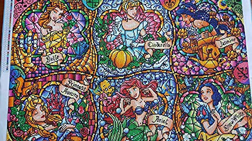 Huacan 5D Kit De Pintura De Diamante Para Adultos Cristal Resina Cuadrada Arte Bordado Con Lienzo Decoración De Pared Regalo De Cumpleaños Boda Aniversario Disney 6 Princesas 60x90cm/23.6x35.4in