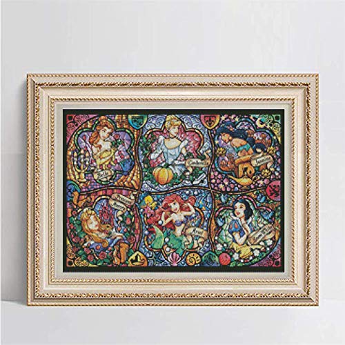 Huacan 5D Kit De Pintura De Diamante Para Adultos Cristal Resina Cuadrada Arte Bordado Con Lienzo Decoración De Pared Regalo De Cumpleaños Boda Aniversario Disney 6 Princesas 60x90cm/23.6x35.4in