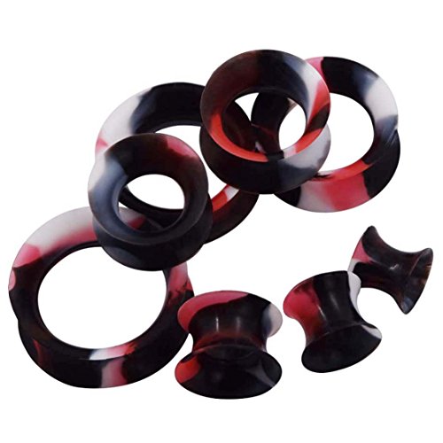 Huacan 8 Piezas Dilataciones Orejas de Silicona Pung- 4 Piezas Ligero+ 2 Piezas Luminoso y 2 Borde Grueso Expansor de Túnel Hombre Mujer 6mm