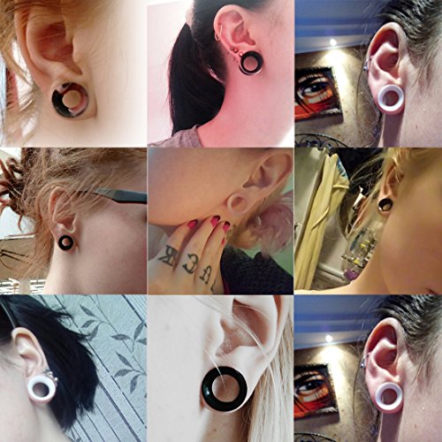 Huacan 8 Piezas Dilataciones Orejas de Silicona Pung- 4 Piezas Ligero+ 2 Piezas Luminoso y 2 Borde Grueso Expansor de Túnel Hombre Mujer 6mm