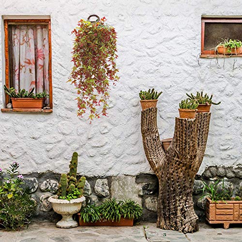 HUAESIN 3pcs Planta Colgante Artificial Maceta 90cm Hiedra Artificial Enredadera Plastico Vides Guirnalda Hojs Rojas Decoracion para Pared Cestas Interior Exterior Navidad Pared Boda Fiesta Hogar