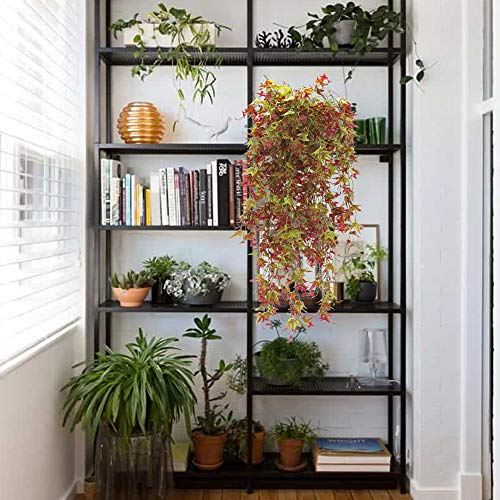 HUAESIN 3pcs Planta Colgante Artificial Maceta 90cm Hiedra Artificial Enredadera Plastico Vides Guirnalda Hojs Rojas Decoracion para Pared Cestas Interior Exterior Navidad Pared Boda Fiesta Hogar