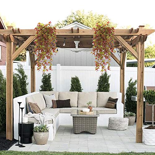 HUAESIN 3pcs Planta Colgante Artificial Maceta 90cm Hiedra Artificial Enredadera Plastico Vides Guirnalda Hojs Rojas Decoracion para Pared Cestas Interior Exterior Navidad Pared Boda Fiesta Hogar