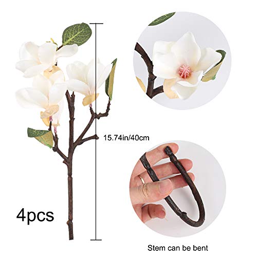 HUAESIN 4pcs Flores Artificiales Interior Flor Orquidea Artificial Ramo Flor de Seda Pequeñas Bouquet Flores Artificiales Blancas para Jarrones Jardinera Terraza Mesa Ventana Balcon Decoracion