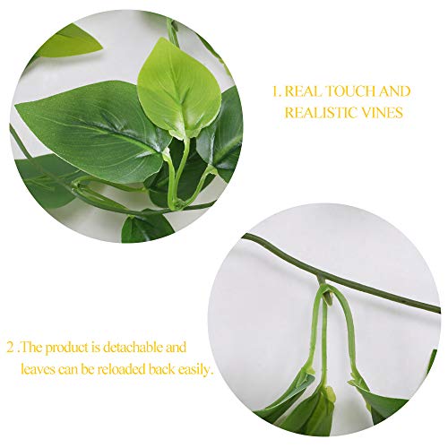 HUAESIN Enredaderas Artificiales para Exterior e Interior Verde Plantas Hiedra Artificial Colgante Falsa Hojas Guirnlada Enredadera Plastico para Jardin Baño Trepadora Potos Maceta Pared Navidad
