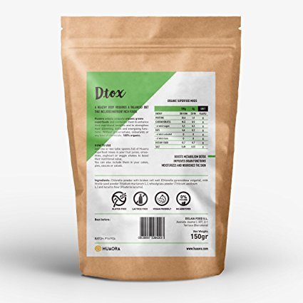 Huaora - D-Tox, Superalimentos Desintoxicantes, Reforzar Sistema Inmunitario y Cuidar Salud de la Piel 150gr | 100% Natural, Vegano y Orgánico - Sin Gluten, Sin Lactosa, Sin Aditivos Artificiales