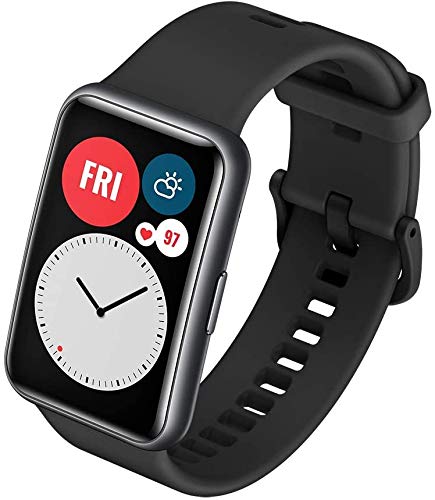 HUAWEI Watch FIT - Smartwatch con Cuerpo de Metal, Pantalla AMOLED de 1,64”, hasta 10 días de batería, 96 Modos de Entrenamiento, GPS Incorporado, 5ATM, Color Negro