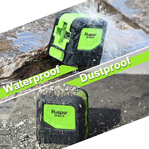 Huepar 9011G Nivel Láser Verde 30m, Autonivelante Líneas Cruzado Vertical/Horizontal con un Gran Angular de 110°, con 360° Rotación con Soporte Magnético y Objetivo Láser