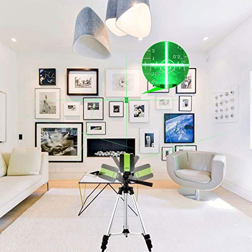 Huepar 9011G Nivel Láser Verde 30m, Autonivelante Líneas Cruzado Vertical/Horizontal con un Gran Angular de 110°, con 360° Rotación con Soporte Magnético y Objetivo Láser