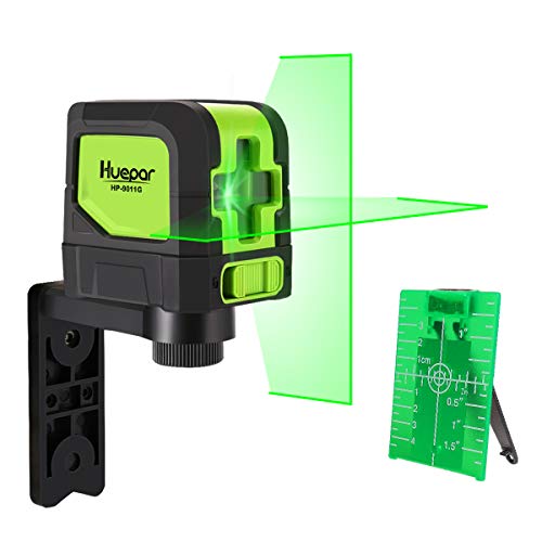 Huepar 9011G Nivel Láser Verde 30m, Autonivelante Líneas Cruzado Vertical/Horizontal con un Gran Angular de 110°, con 360° Rotación con Soporte Magnético y Objetivo Láser