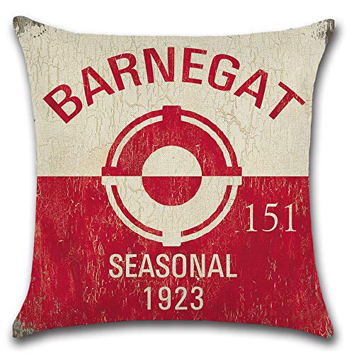 HuifengS Fundas de cojín cuadradas de Lino para sofás o Camas, Estilo Marinero, Estilo Retro, Juego de 4 Fundas de cojín, 45 x 45 cm